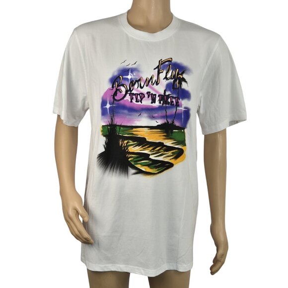 Born Fly Men's Fly 'N Free White Graphic Print T-Shirt Size XL (45) - Picture 2 of 10